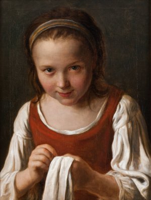 Girl with Needle-work by Pietro Rotari Oil Painting