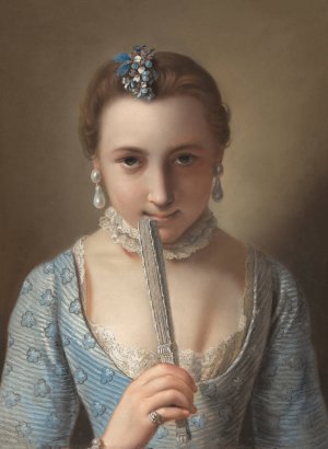 Young Woman with a Fan by Pietro Rotari Oil Painting