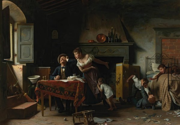 Le Gioie Di Casa  by Pietro Saltini - Hand-Painted Oil Painting Reproduction