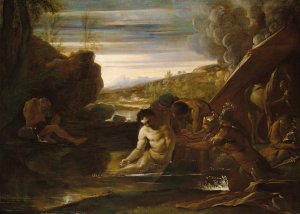 Alexander the Great Rescued from the River Cydnus by Pietro Testa Oil Painting