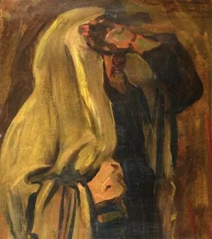 Jewish Man Wrapped in a Prayer Shawl by Leopold Pilichowski - Oil Painting Reproduction