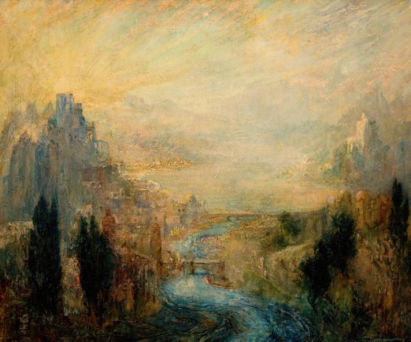 Symbolist Landscape by Pinckney Marcius-Simons - Hand-Painted Oil Painting Reproduction