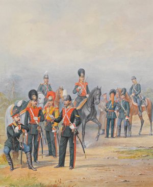 A Group Of Officers And Men Of The Life Guards Dragoon Regiment by Piotr Ivanovich Balashov Oil Painting