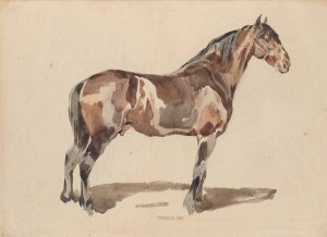 A Bay Horse is in the Bridle by Piotr Michalowski Oil Painting