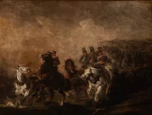 Artillery Crossing a Stream Oil painting by Piotr Michalowski