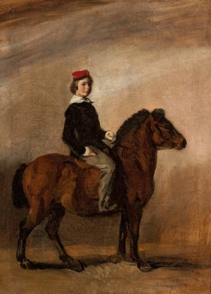 Artist's son on a pony by Piotr Michalowski Oil Painting