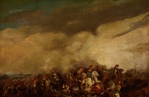 Battle by Piotr Michalowski Oil Painting