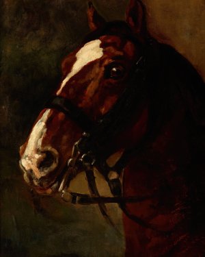 Bay Horse's Head by Piotr Michalowski Oil Painting