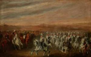 Dwernicki at the Head of the 2nd Uhlan Regiment Oil painting by Piotr Michalowski