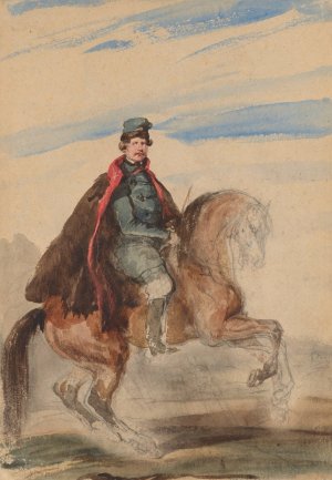 Equestrian portrait of Leon Sapieha by Piotr Michalowski Oil Painting