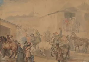 Fair in MoSciska by Piotr Michalowski Oil Painting