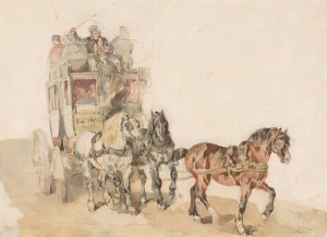 French Stagecoach by Piotr Michalowski Oil Painting
