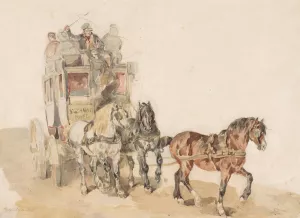 French Stagecoach by Piotr Michalowski Oil Painting