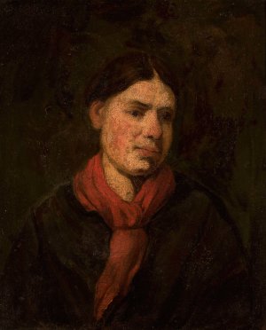Girl in a red scarf by Piotr Michalowski Oil Painting