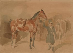 Horseman with a horse by Piotr Michalowski Oil Painting
