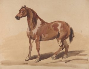 Kon masci kasztanowatej by Piotr Michalowski Oil Painting