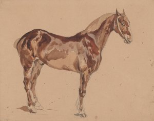 Kon masci kasztanowatej by Piotr Michalowski Oil Painting