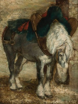 Percheron harnessed by Piotr Michalowski Oil Painting