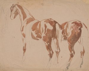 Studium konia i jego zadu by Piotr Michalowski Oil Painting