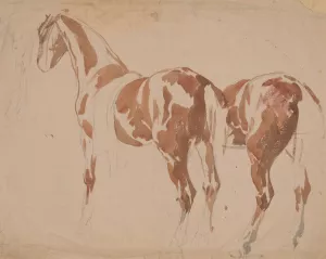 Studium konia i jego zadu by Piotr Michalowski Oil Painting
