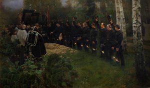 Miner's Funeral by Piotr Stachiewicz Oil Painting