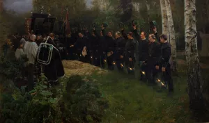 Miner's Funeral Oil painting by Piotr Stachiewicz