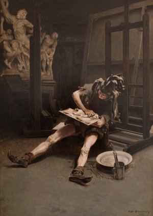 Phantoms in the Studio - Irony by Piotr Stachiewicz Oil Painting