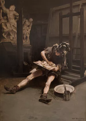 Phantoms in the Studio - Irony by Piotr Stachiewicz Oil Painting