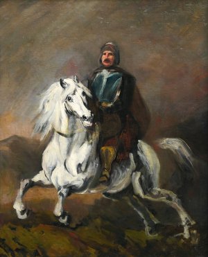 A valiant knight by Piotr Von Michalowski Oil Painting