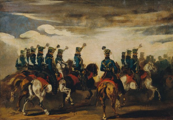 Main Product Photo of Osterreichische blaue Husaren  Painting by Piotr Von Michalowski