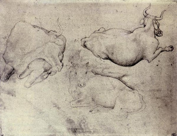 Main Product Photo of Three Cows Painting by Pisanello