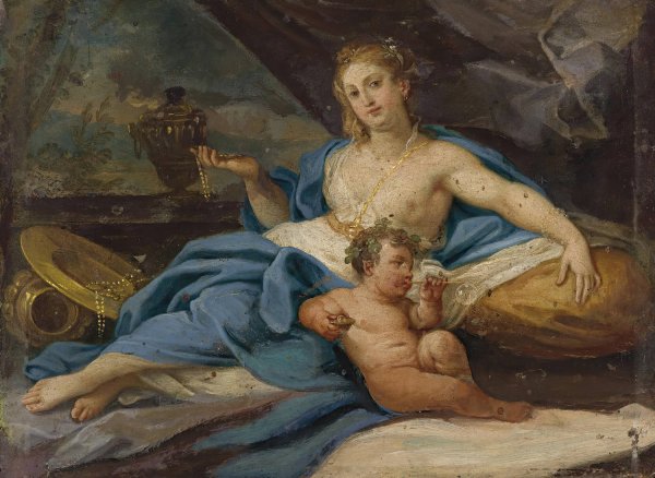 Main Product Photo of Reclining Venus Painting by Placido Costanzi