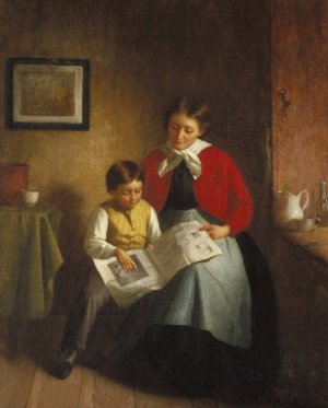 The Illustrated Newspaper by Platt Powell Ryder Oil Painting