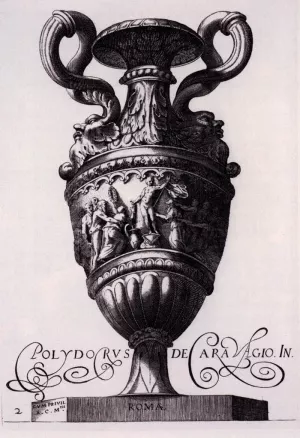 Design for a Vase by Polidoro Da Caravaggio - Oil Painting Reproduction