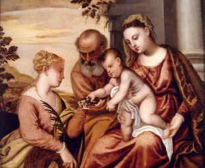 Holy Family With St. Catherine by Polidoro Da Lanciano - Oil Painting Reproduction