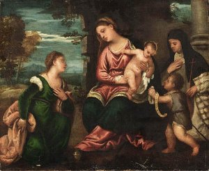 Madonna and Child with Saints Oil painting by Polidoro Da Lanciano