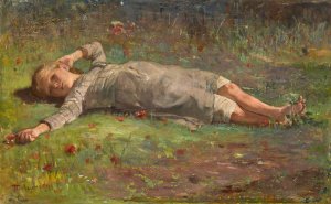 Siesta by Polychronis Lembessis Oil Painting