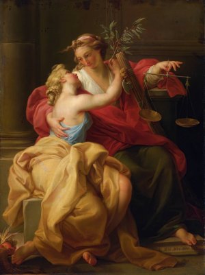 Allegory Of Peace And Justice by Pompeo Batoni Oil Painting