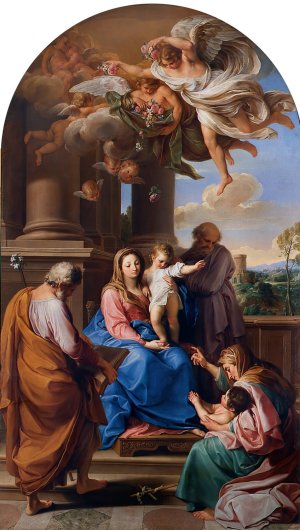 Madonna and Child with Saints Joseph, Zacharias and Elisabeth and the Infant Saint John by Pompeo Batoni Oil Painting