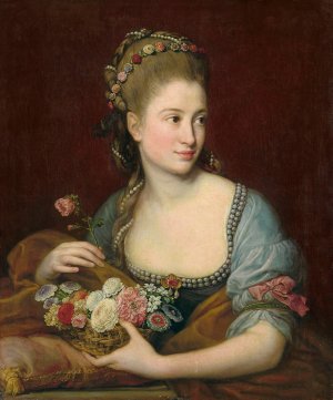 Portrait of a lady as Flora by Pompeo Batoni Oil Painting