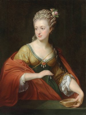 Portrait of a lady, traditionally identified as Alexandra Evichovna Demidov as Cleopatra by Pompeo Batoni Oil Painting