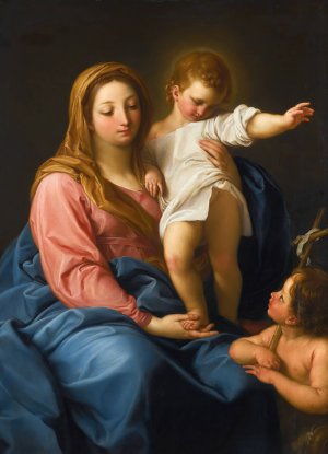 The Madonna And Child With The Infant Saint John The Baptist by Pompeo Batoni Oil Painting