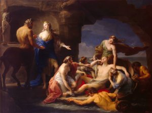 Thetis Takes Achilles From The Centaur Chiron by Pompeo Batoni Oil Painting