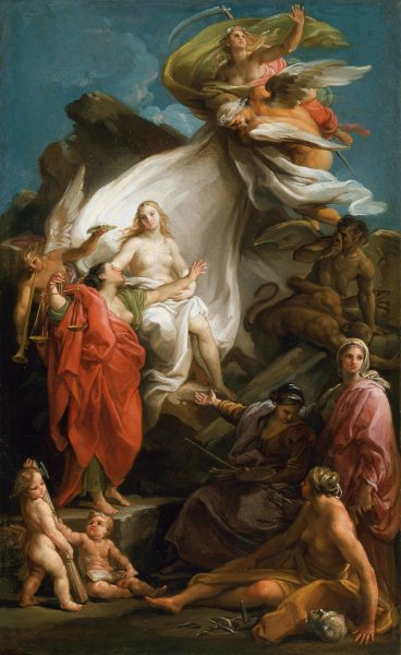 Time Unveiling Truth  by Pompeo Batoni - Hand-Painted Oil Painting Reproduction