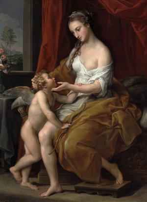 Venus Caressing Cupid by Pompeo Batoni Oil Painting