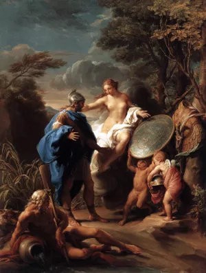 Venus Presenting Aeneas with Armour Forged by Vulcan by Pompeo Batoni Oil Painting