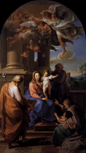 Virgin and Child with Saints by Pompeo Batoni - Oil Painting Reproduction