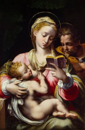 The Holy Family by Pompeo Cesura Oil Painting