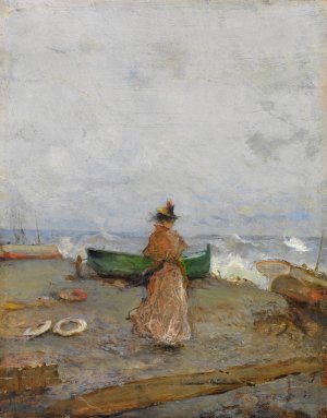 In Riva Al Mare by Pompeo Mariani Oil Painting
