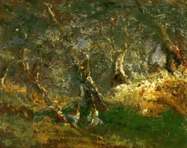 Main Product Photo of Olive Trees in Bordigera Painting by Pompeo Mariani